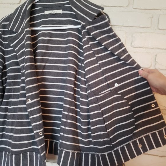 LOFT Ann Taylor Striped Snap Button Jacket Blazer - Picture 12 of 16